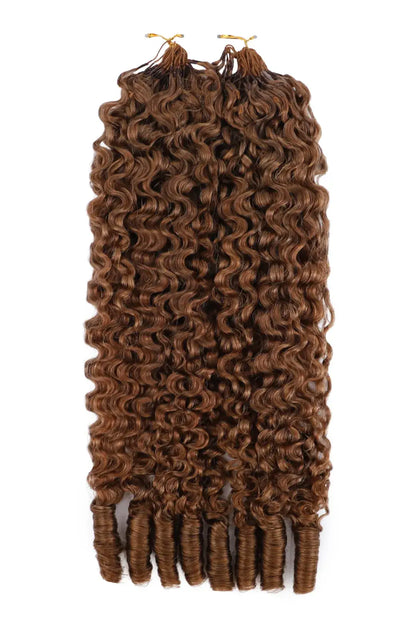 Auburn Brown #30 Burmese Curly with Spiral Curls Feather Crochet Miracle Knots Hair