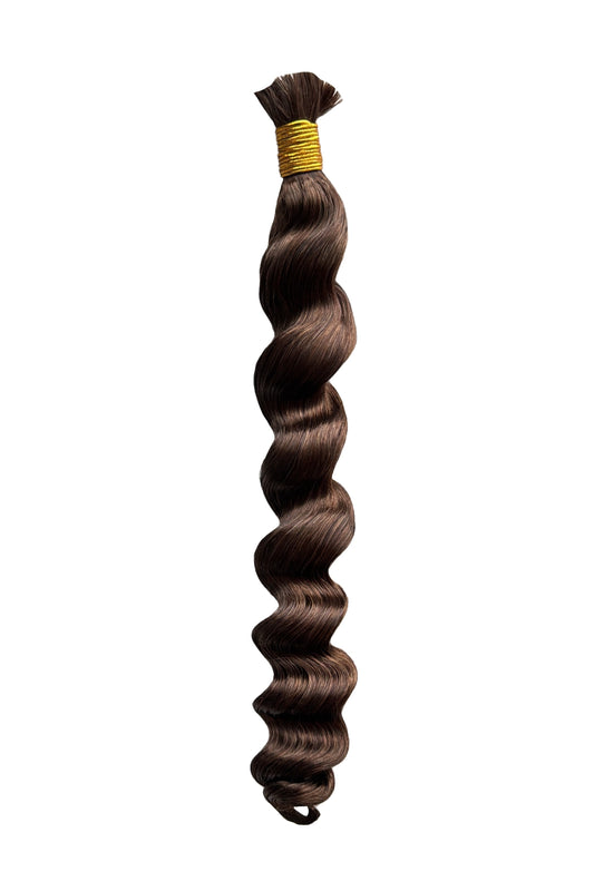 Double Drawn Dark Brown Loose Wave Bulk Hair For Braiding