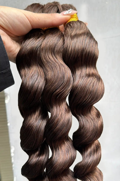 Double Drawn #4 Dark Brown Loose Wave Bulk Hair For Braiding