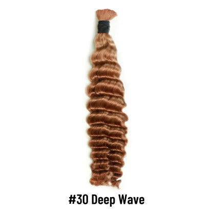 30# Auburn Brown Bulk Hair For Braiding Deep Wave BU07