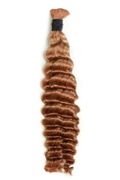 30# Auburn Brown Bulk Hair For Braiding Deep Wave BU07