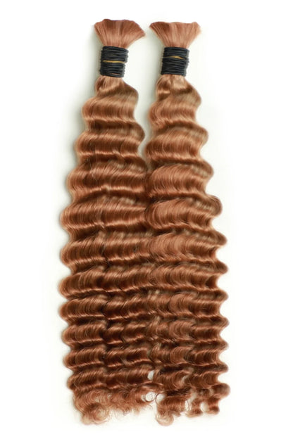 30# Auburn Brown Bulk Hair For Braiding Deep Wave BU07