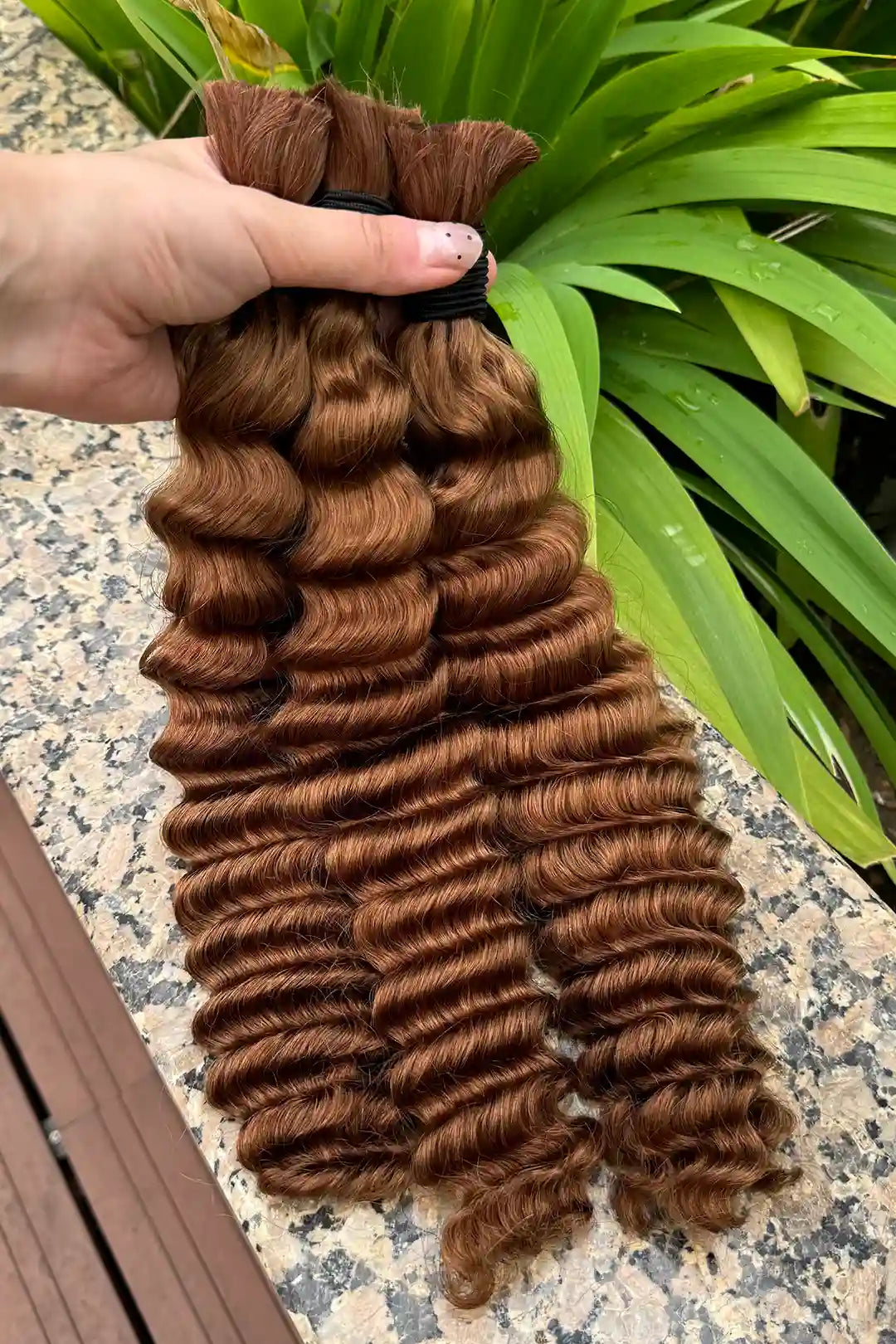 30# Auburn Brown Bulk Hair For Braiding Deep Wave BU07