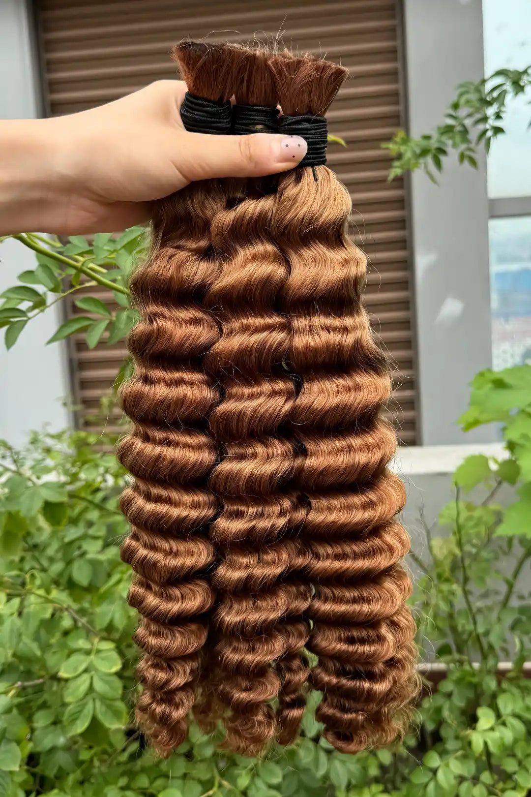 30# Auburn Brown Bulk Hair For Braiding Deep Wave BU07