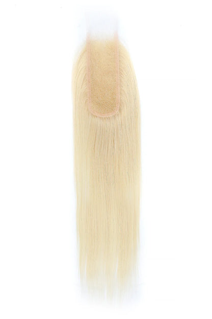 Back view of 2x6 blonde 613 straight swiss lace closure