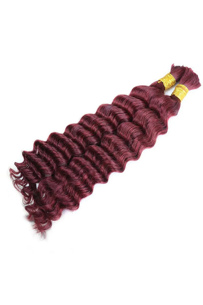 Bulk Human Hair For Braiding Burgundy Deep Wave BU19