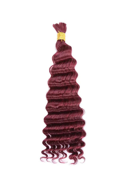 Bulk Human Hair For Braiding Burgundy Deep Wave BU19