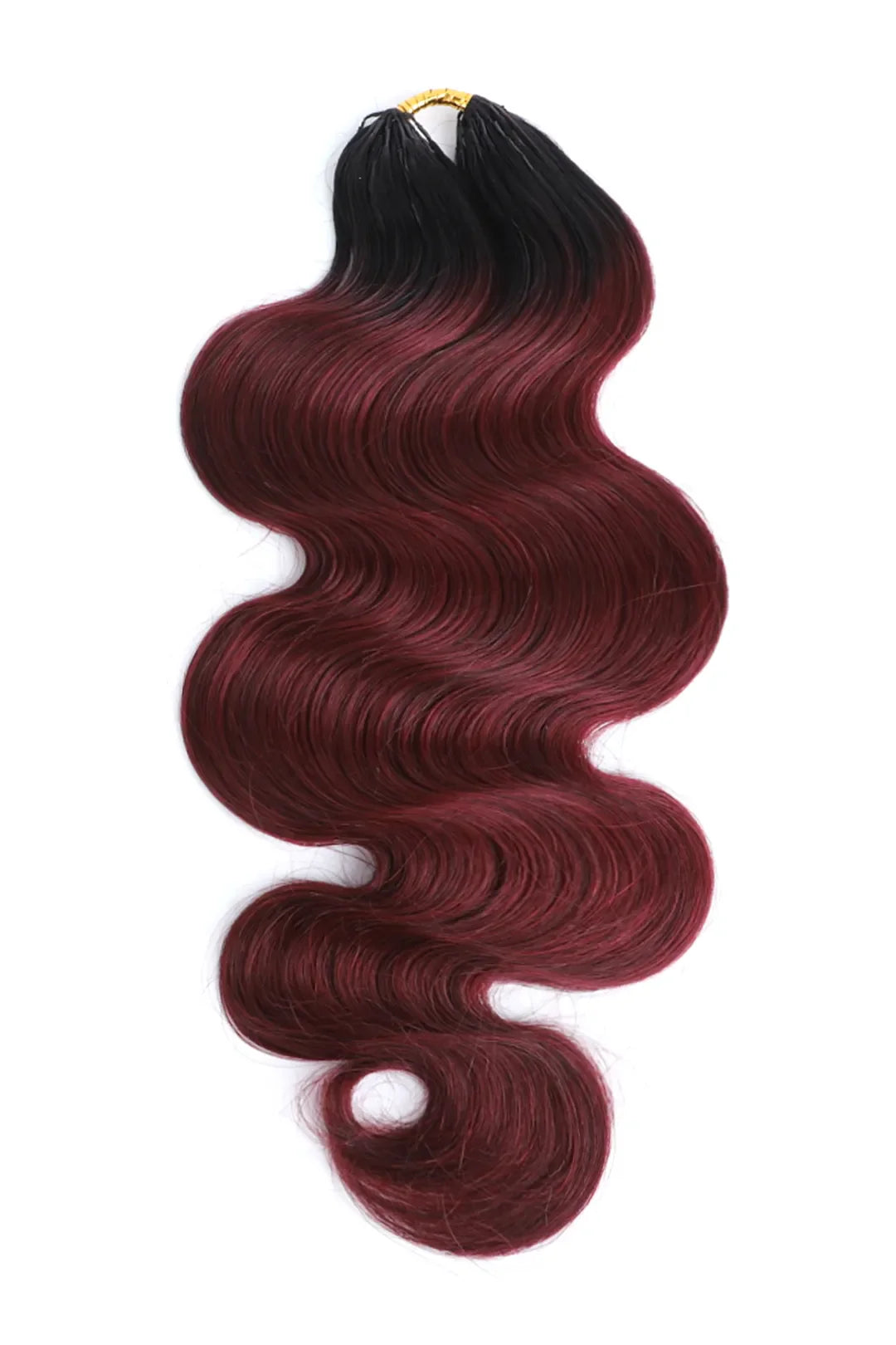 Double Drawn Burgundy Ombre Body Wave Feather Crochet Hair - T1B/99J Human Hair