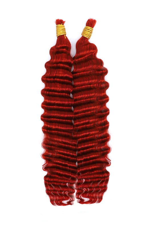 Copper Red Deep Wave Bulk Human Hair For Braiding BU23