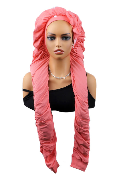 Coral pantyhose sleeping bonnet elastic satin adjustable velcro