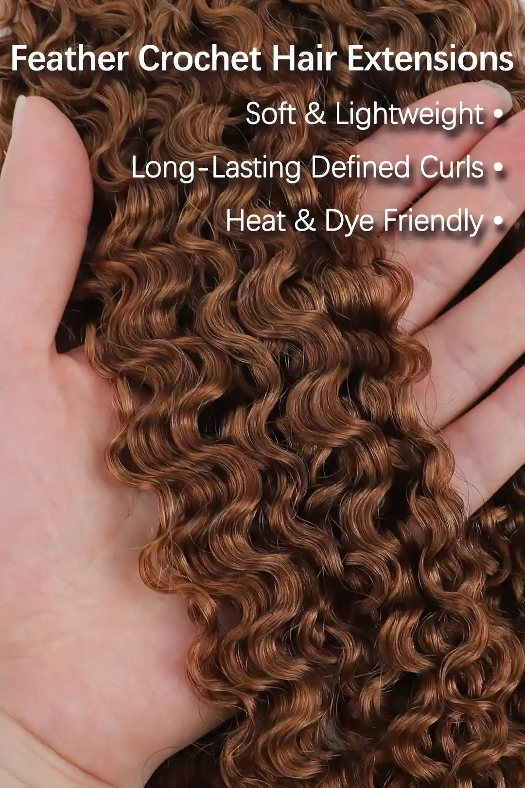 Auburn Brown #30 Burmese Curly with Spiral Curls Feather Crochet Miracle Knots Hair