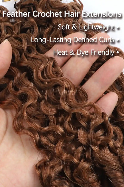 Auburn Brown #30 Burmese Curly with Spiral Curls Feather Crochet Miracle Knots Hair