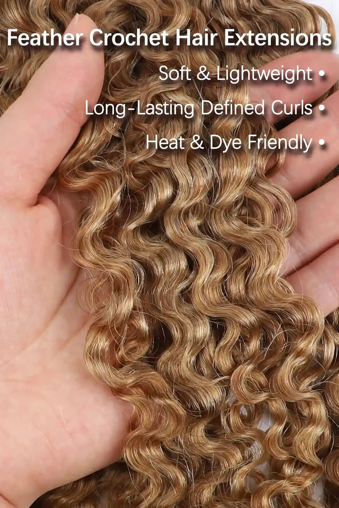 Honey Blonde #27 Water Deep Wave Feather Crochet Miracle Knots Hair