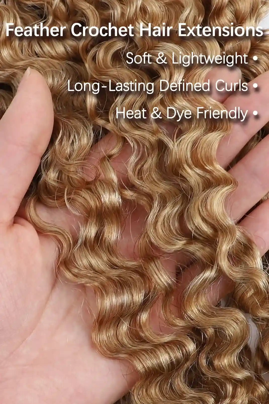Honey Blonde #27 Water Deep Wave Feather Crochet Miracle Knots Hair