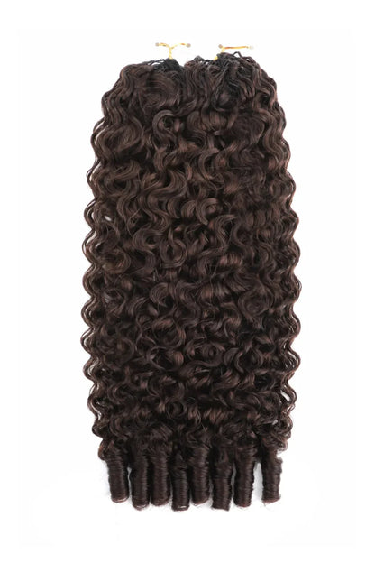 Dark Brown #4 Burmese Curly with Spiral Curls Feather Crochet Miracle Knots Hair