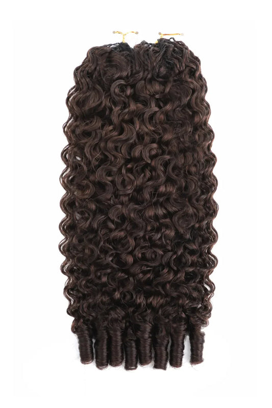 Dark Brown #4 Burmese Curly with Spiral Curls Feather Crochet Miracle Knots Hair