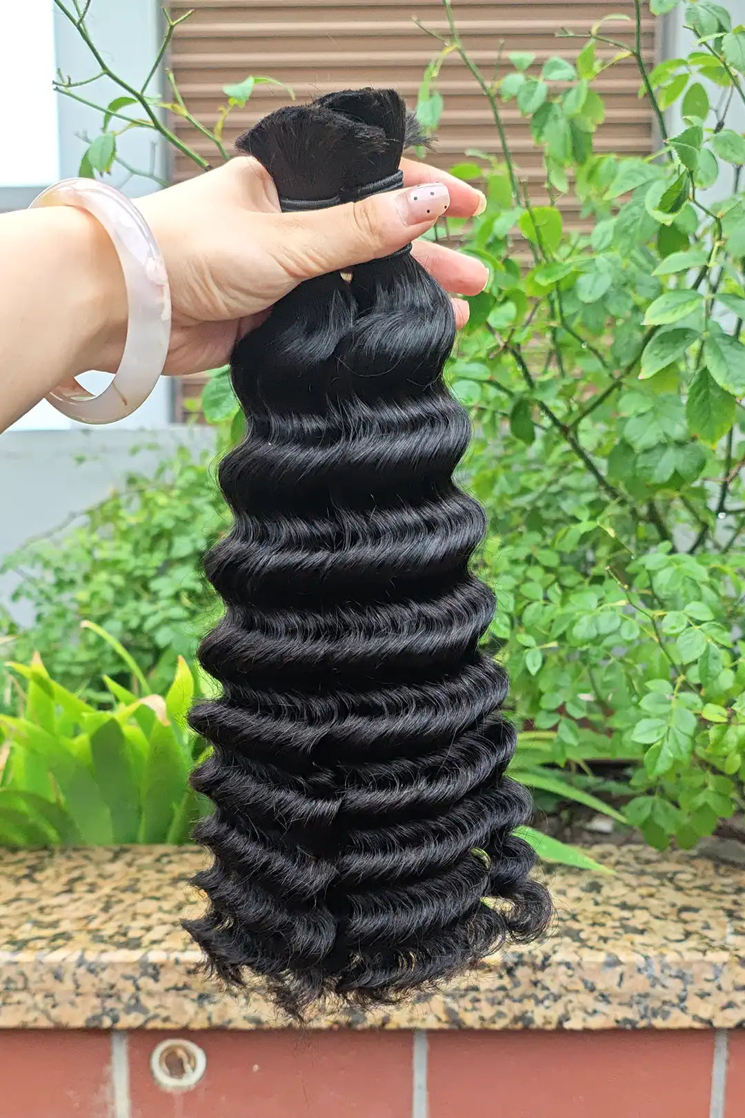 Single Drawn Deep Wave Bulk Hair For Braiding Natural Black