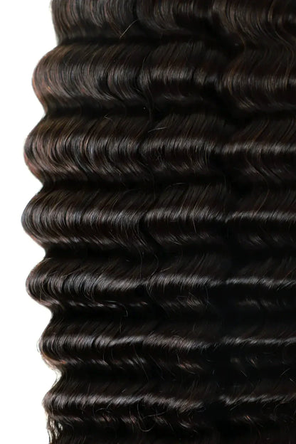 Single Drawn Deep Wave Bulk Hair For Braiding Natural Black