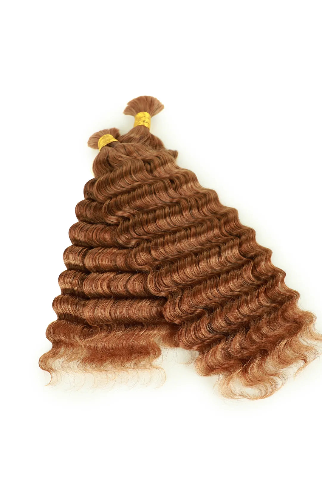 Double Drawn  #30a Light Auburn Bulk Hair Deep Wave BU46