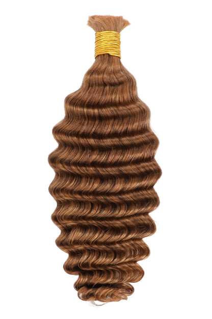 Double Drawn  #30a Light Auburn Bulk Hair Deep Wave BU46