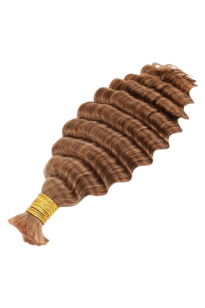 Double Drawn  #30a Light Auburn Bulk Hair Deep Wave BU46