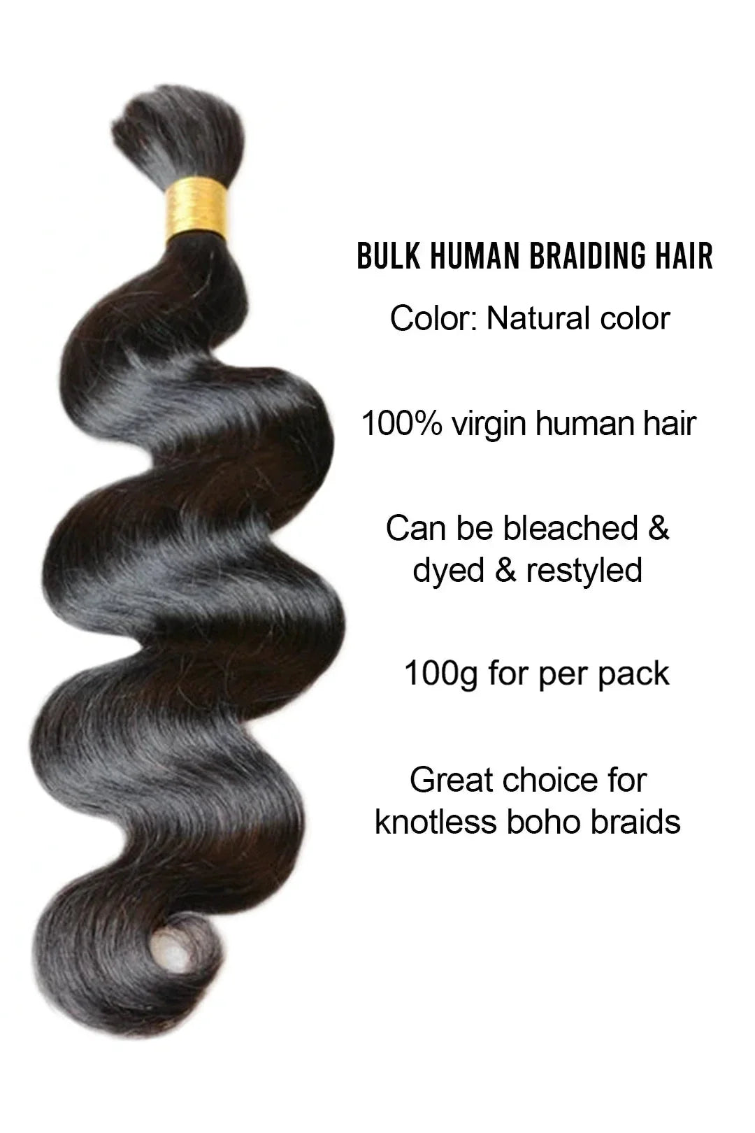 Double Drawn Body Wave Bulk Human Hair For Braiding