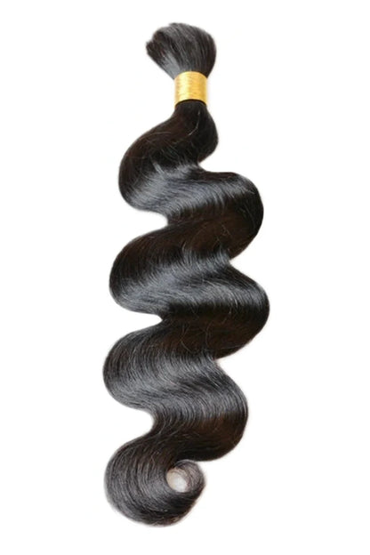 Single Drawn Body Wave Bulk Hair For Braiding Natural Black
