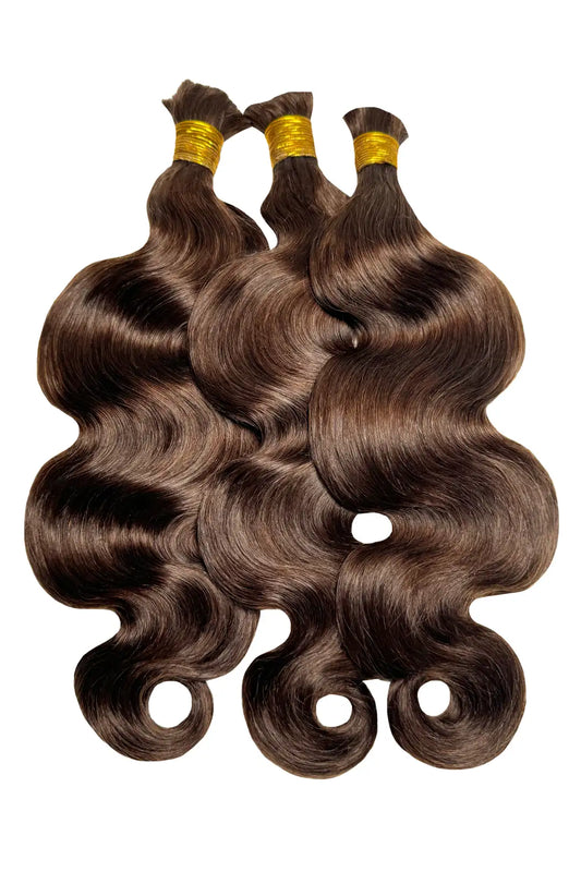 Double Drawn Dark Brown Body Wave Bulk Hair For Braiding BU59