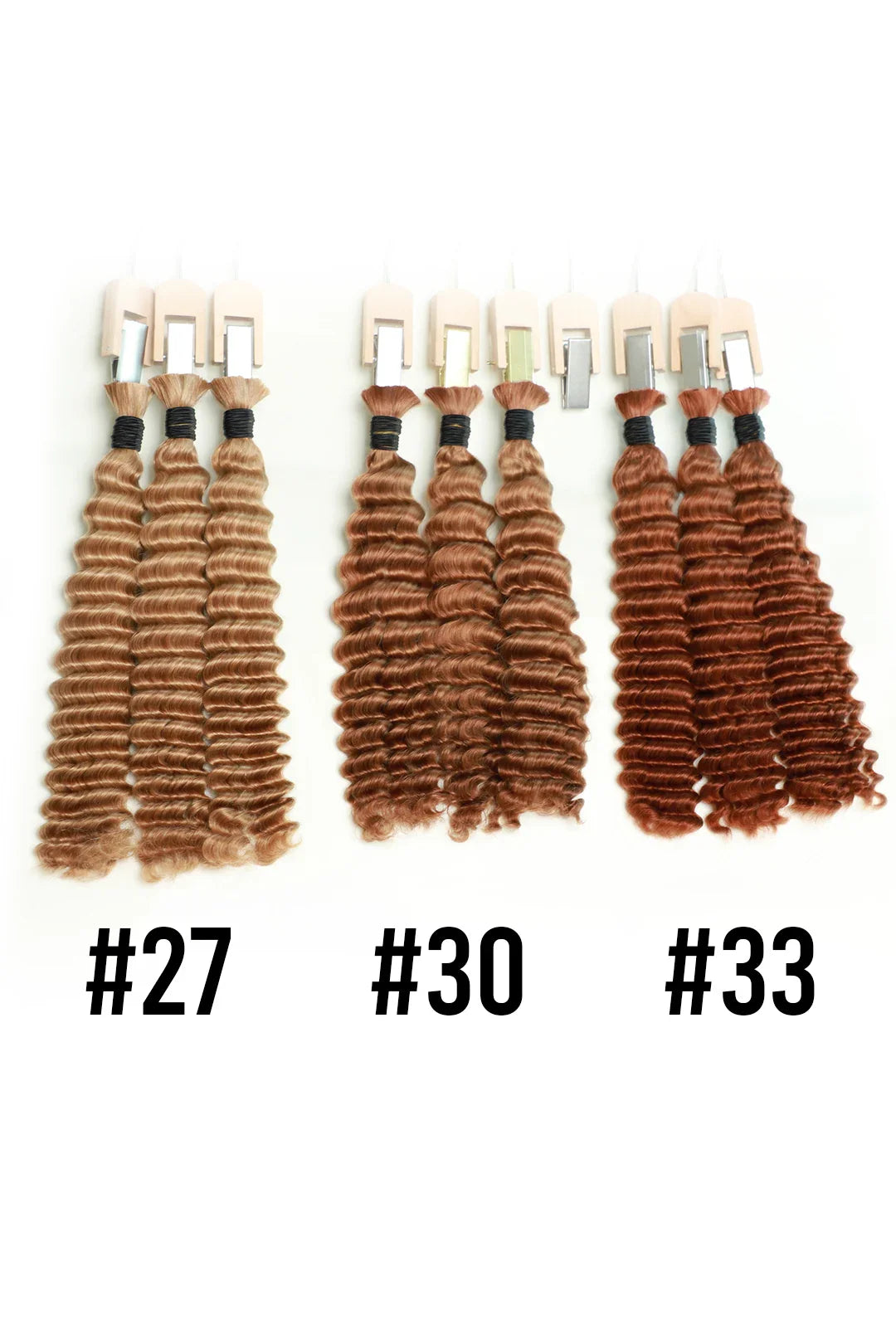 30# Auburn Brown Bulk Hair For Braiding Deep Wave BU07