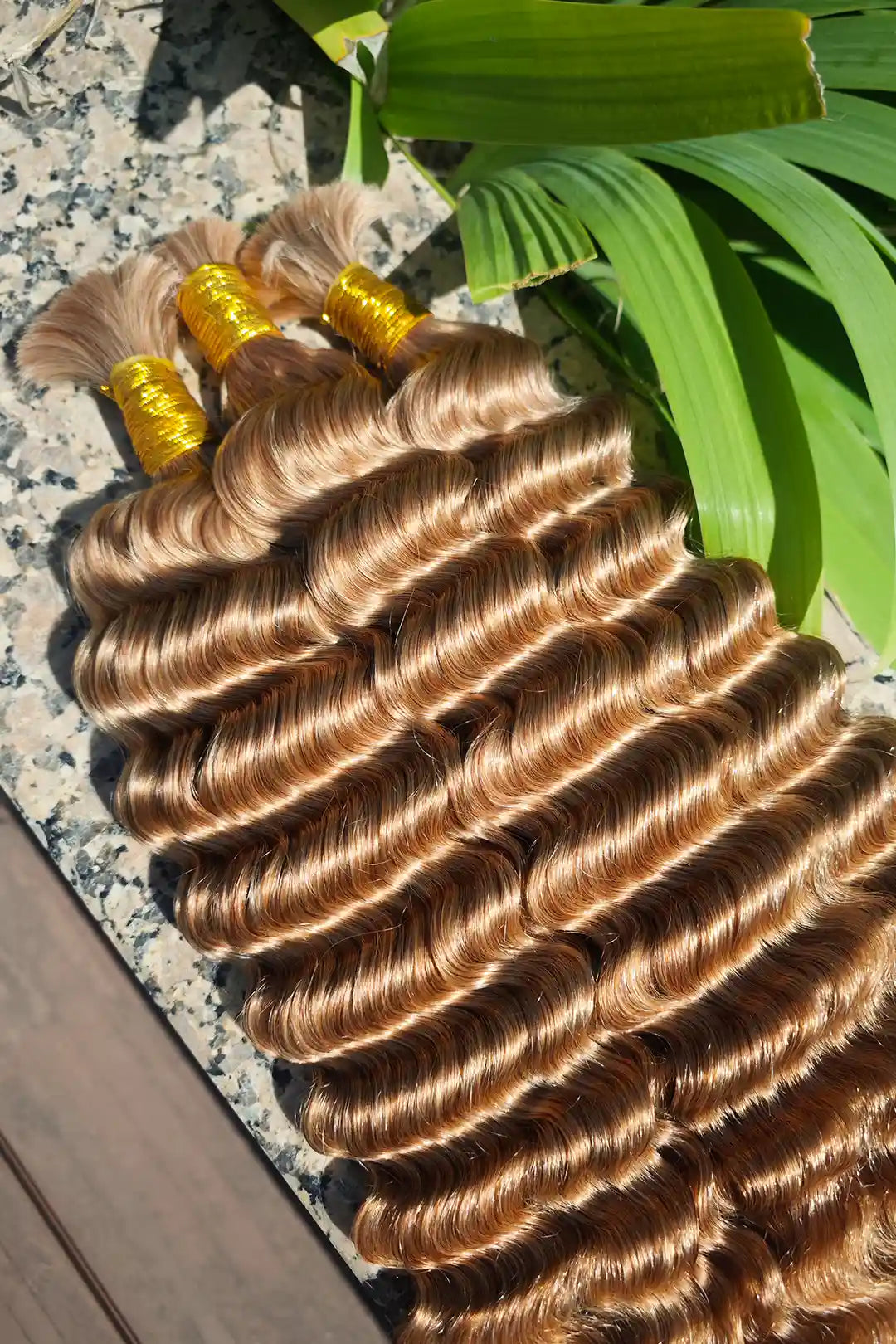 Double Drawn Deep Wave Medium Blonde Bulk Hair For Braiding 5