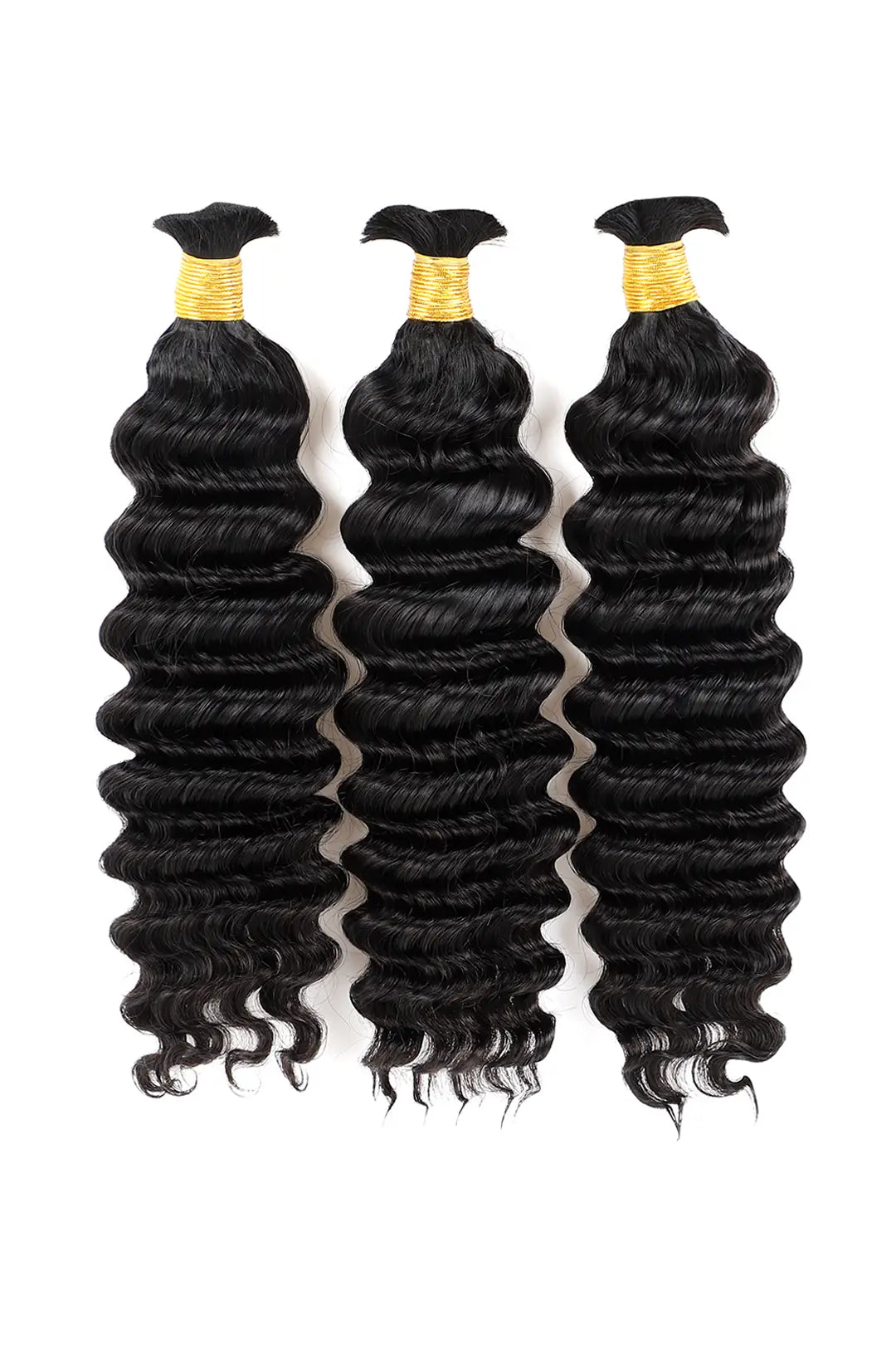 Double Drawn Jet Black Deep Wave Bulk Human Hair BU57