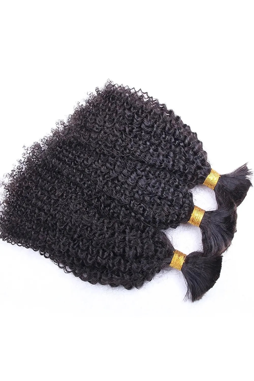 Double Drawn Kinky Curly Bulk Human Hair For Braiding