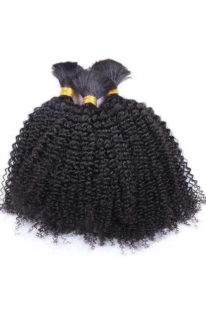 Double Drawn Kinky Curly Bulk Human Hair For Braiding