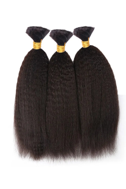 Double Drawn Kinky Straight Bulk Human Hair For Braiding