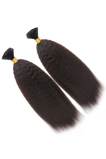 Double Drawn Kinky Straight Bulk Human Hair For Braiding