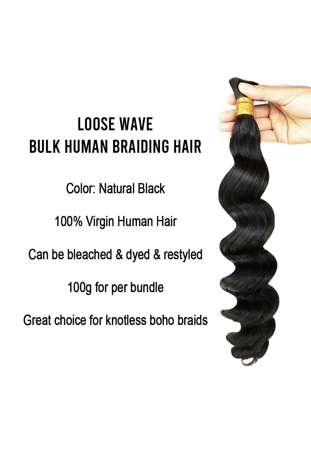 Double Drawn Loose Wave Bulk Human Hair For Braiding