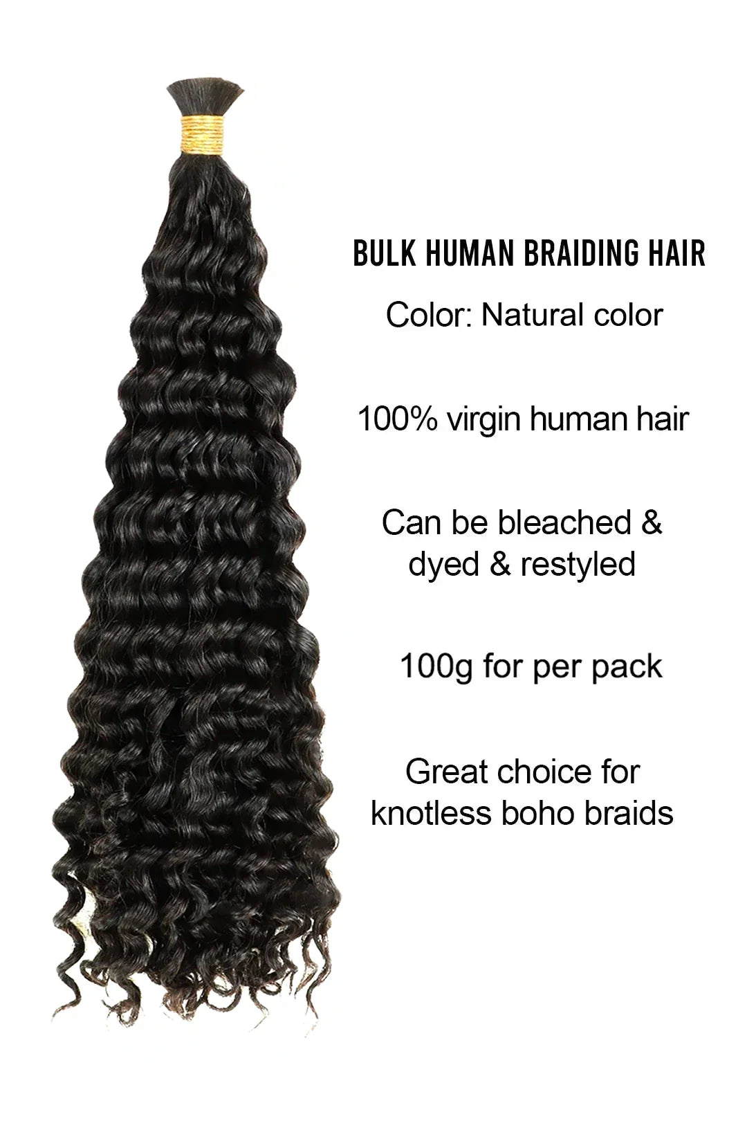 Double Drawn Spanish Curly Bulk Hair Extensions for Braiding