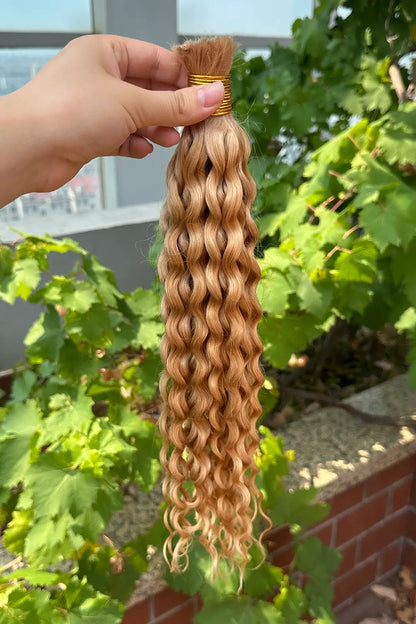 Double Drawn Strawberry Blonde Color Water Wave Bulk Human Hair