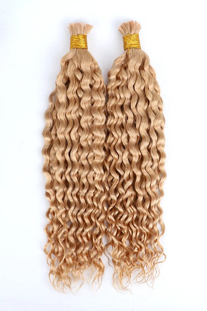 Double Drawn Strawberry Blonde Color Water Wave Bulk Human Hair