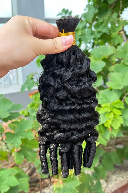 Double Drawn Water Wave with Spiral Curls Ends Bulk Hair BU67