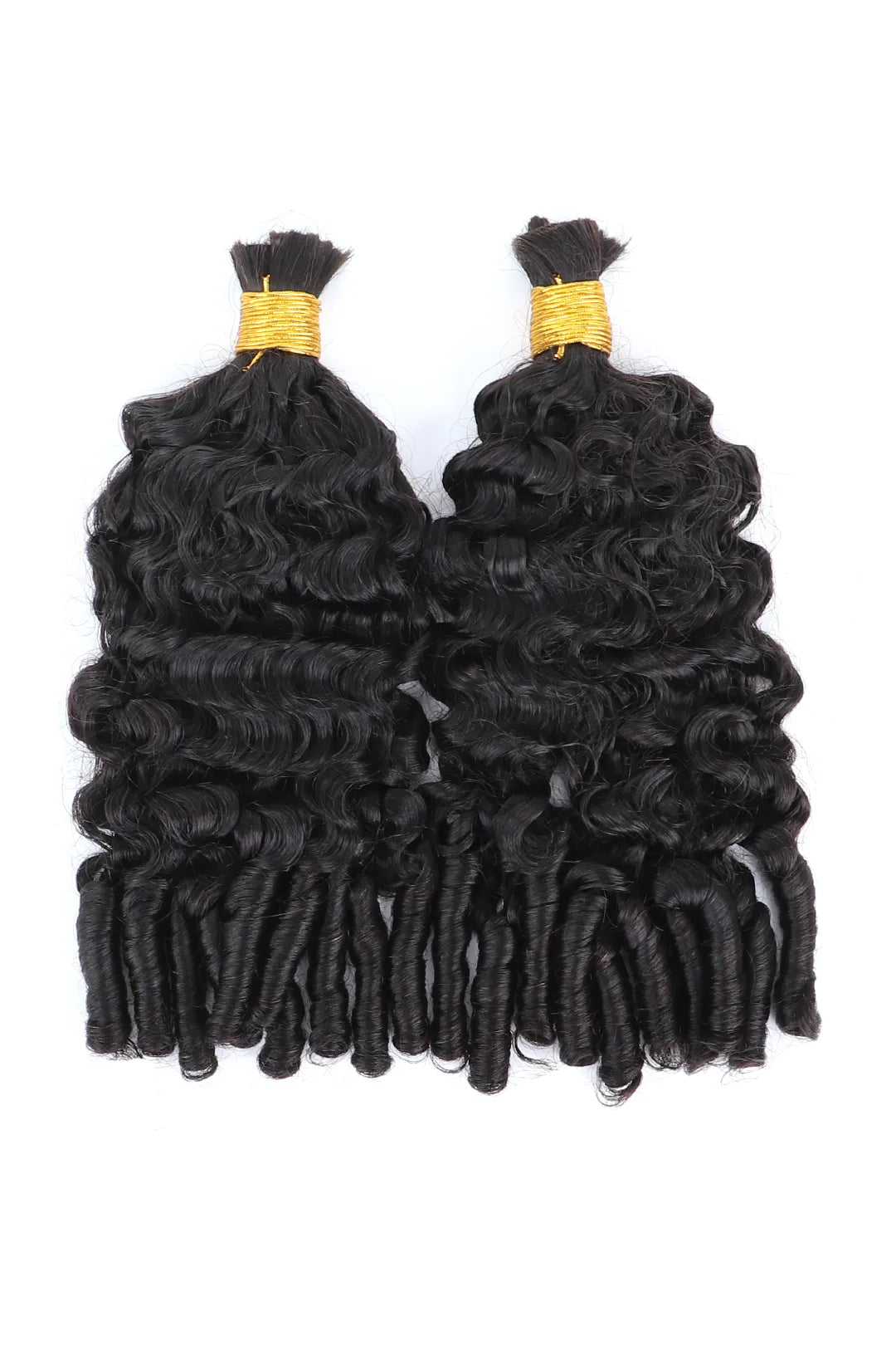 Double Drawn Water Wave with Spiral Curls Ends Bulk Hair BU67