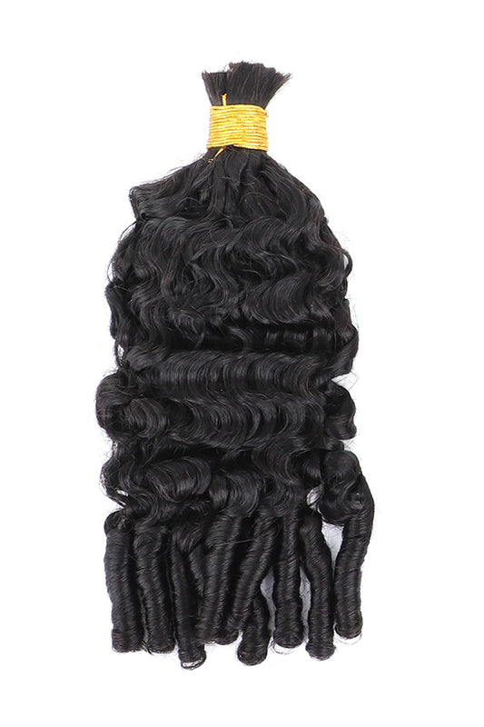 Double Drawn Water Wave with Spiral Curls Ends Bulk Hair BU67