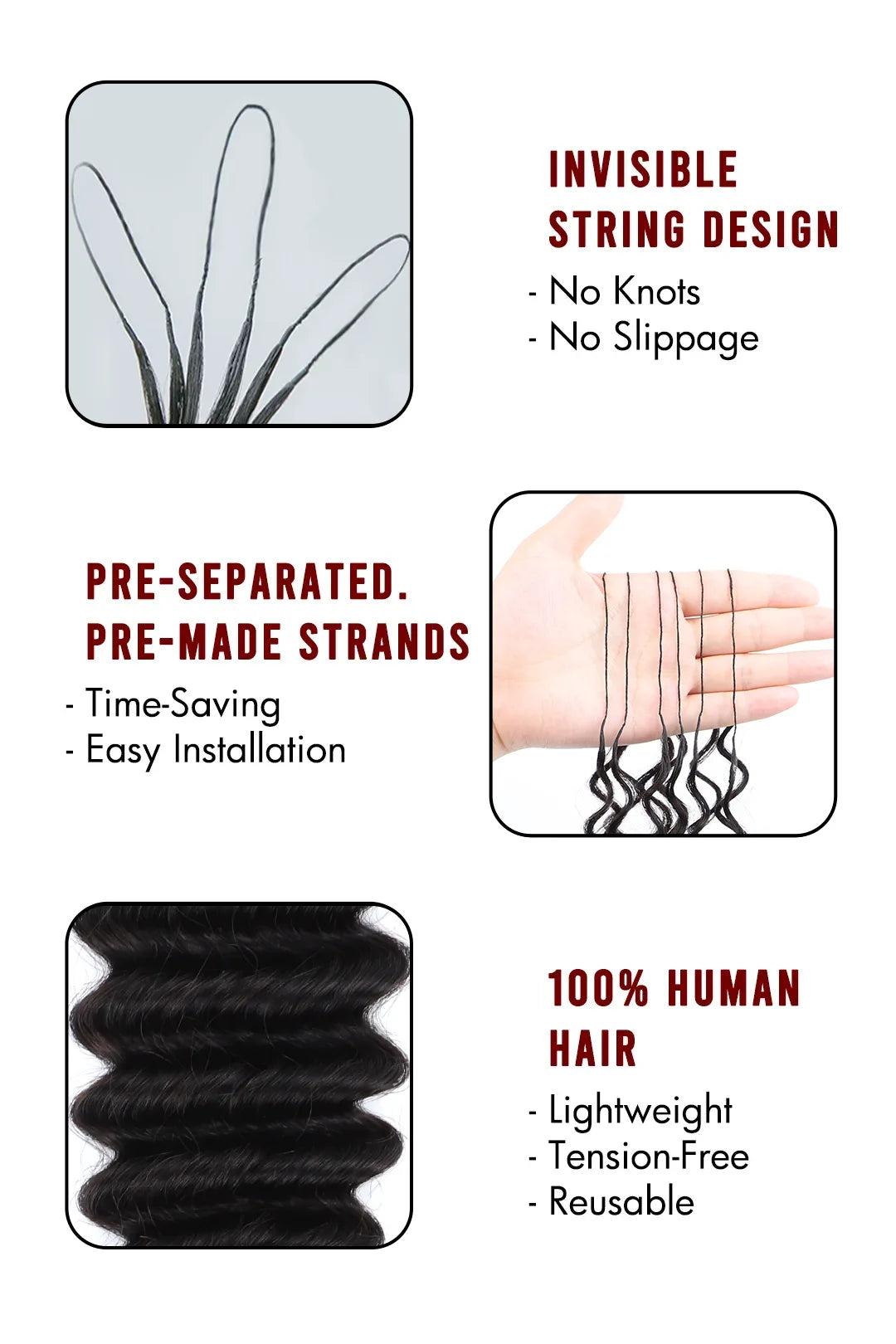 Braiding Feather Crochet Hair Deep Wave