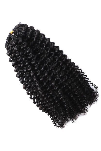 Double Drawn Feather Crochet Hair Extension Afro Kinky Curly Human Hair Double-Strand