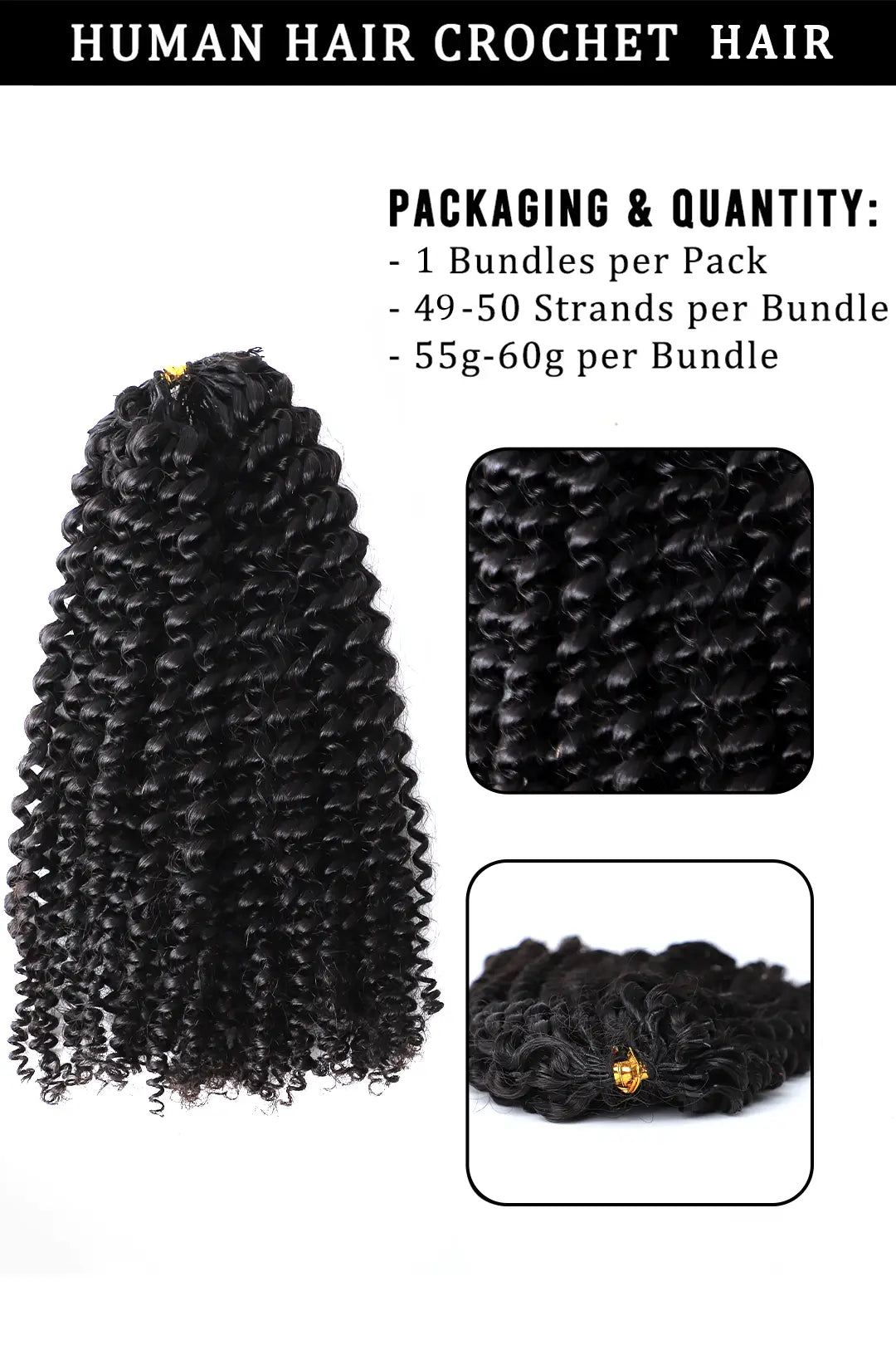 Feather Crochet Hair Extension Afro Kinky Curly Human Hair Double-Strand