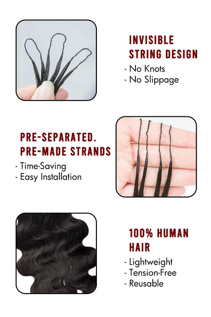 Feather Crochet Hair Extension Body Wave Human Hair Double-Strand