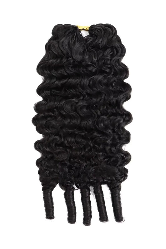 Double Drawn Feather Crochet Hair Extension Burmese Water Curly Human Hair