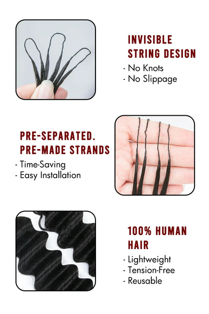 Feather Crochet Hair Extension Deep Wave Human Hair Double-Strand