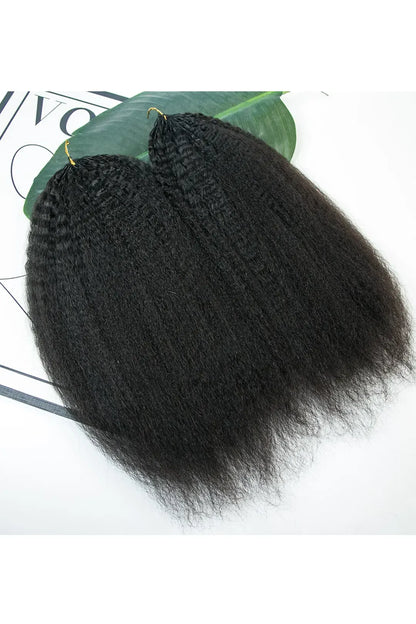 Feather Crochet Hair Extension Kinky Straight Human Hair Double-Strand