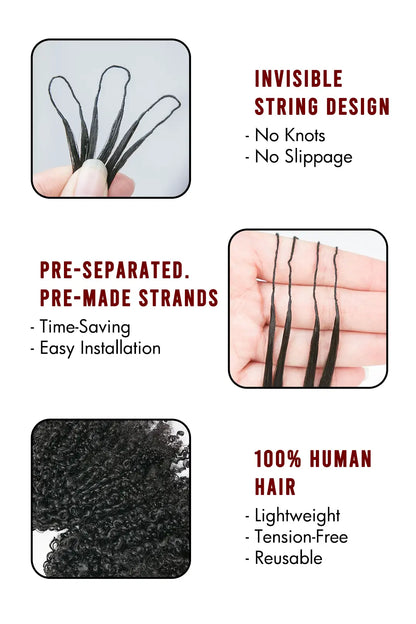 Feather Crochet Hair Extension Tight Curly Human Hair Double-Strand